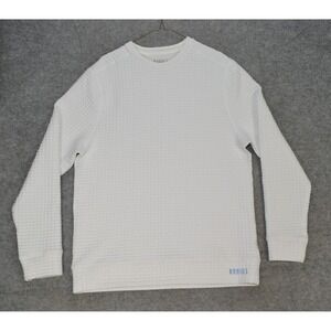 NOBULL Mens Sweatshirt Large White Waffle Knit Crewneck Pullover Athletic